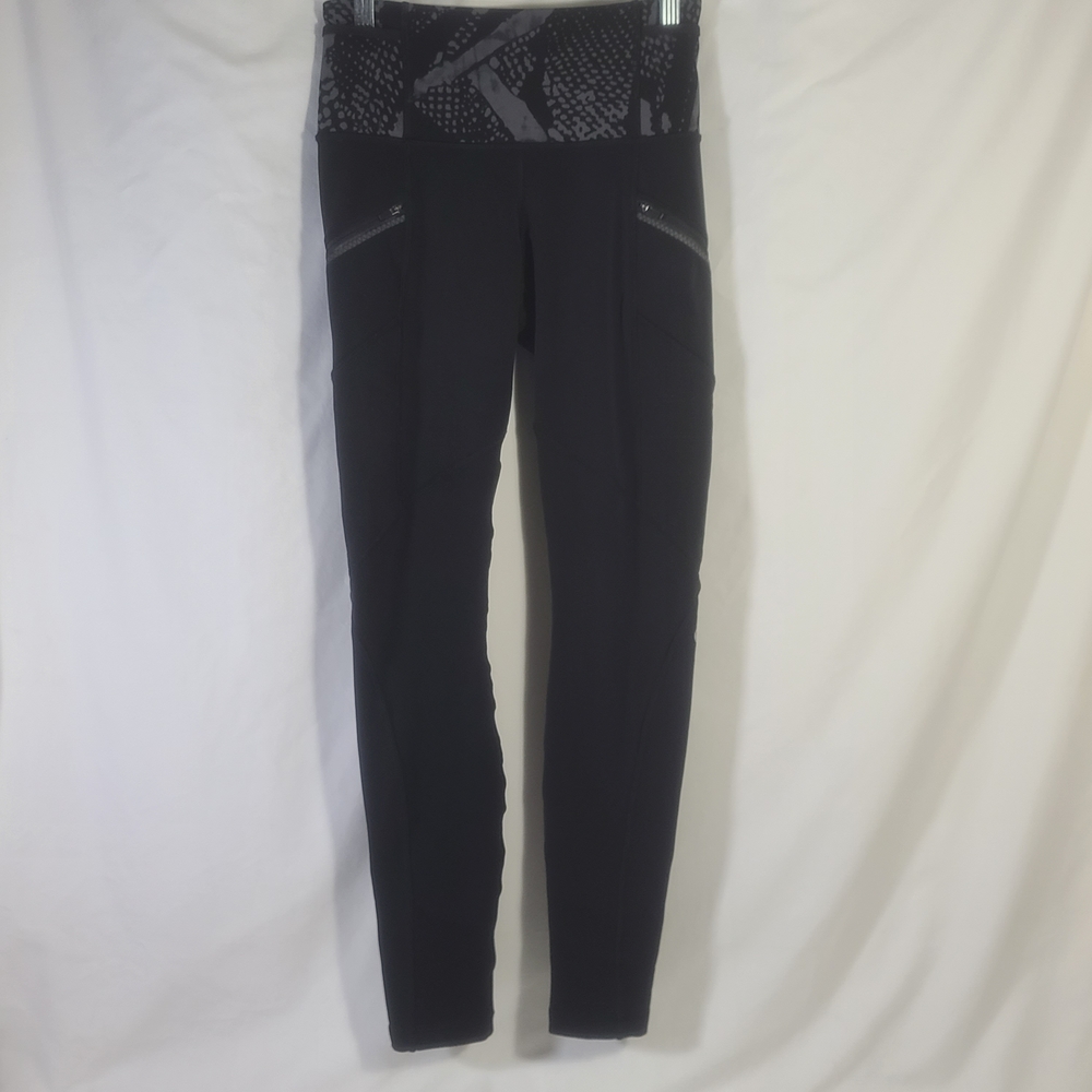 Lululemon Toasty Tech Tight II Black Static Mist Dark Slate Black Size 4